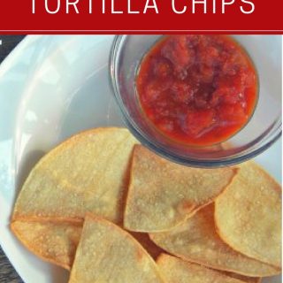 homemade baked tortilla chips with salsa