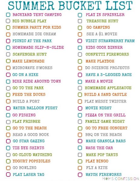 100 Fun Ideas For Your Families Summer Bucket List